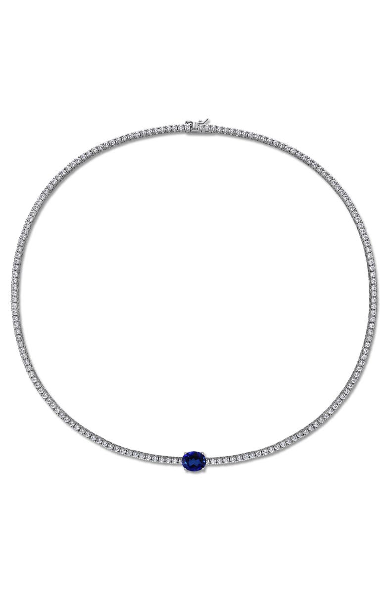 Julianna B. Lab-Created Sapphire Solitaire Tennis Necklace, Alternate, color, 
