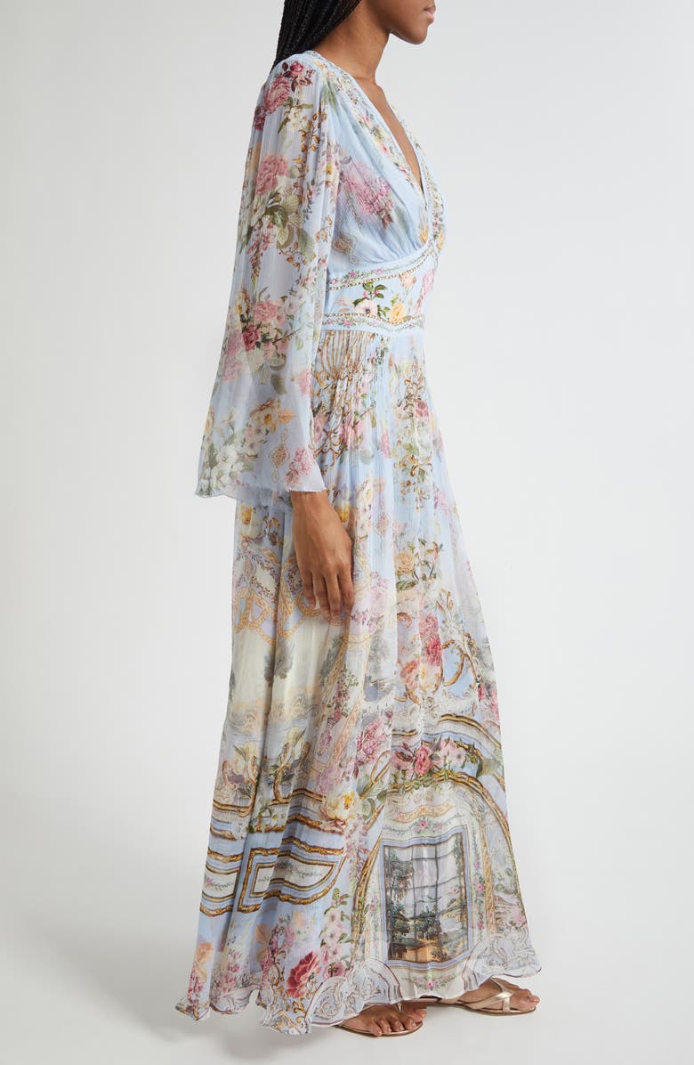 Camilla Tiled In Time Long Sleeve Silk Chiffon Maxi Dress, Alternate, color,