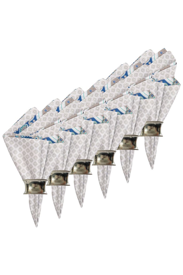 Renee Cotton Reversible Napkin Set of 6, Alternate, color, Blue