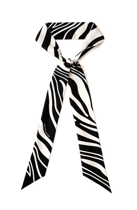 Silk Skinny Scarf Zebra Wave