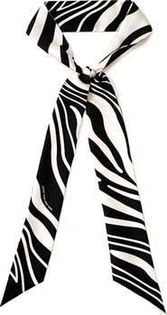 Jessie Zhao New York Silk Skinny Scarf Zebra Wave