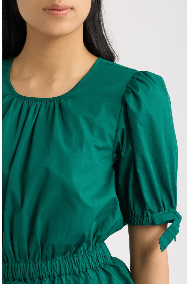Balloon Sleeve Cotton Poplin Top, Alternate, color, DEEP SPRUCE