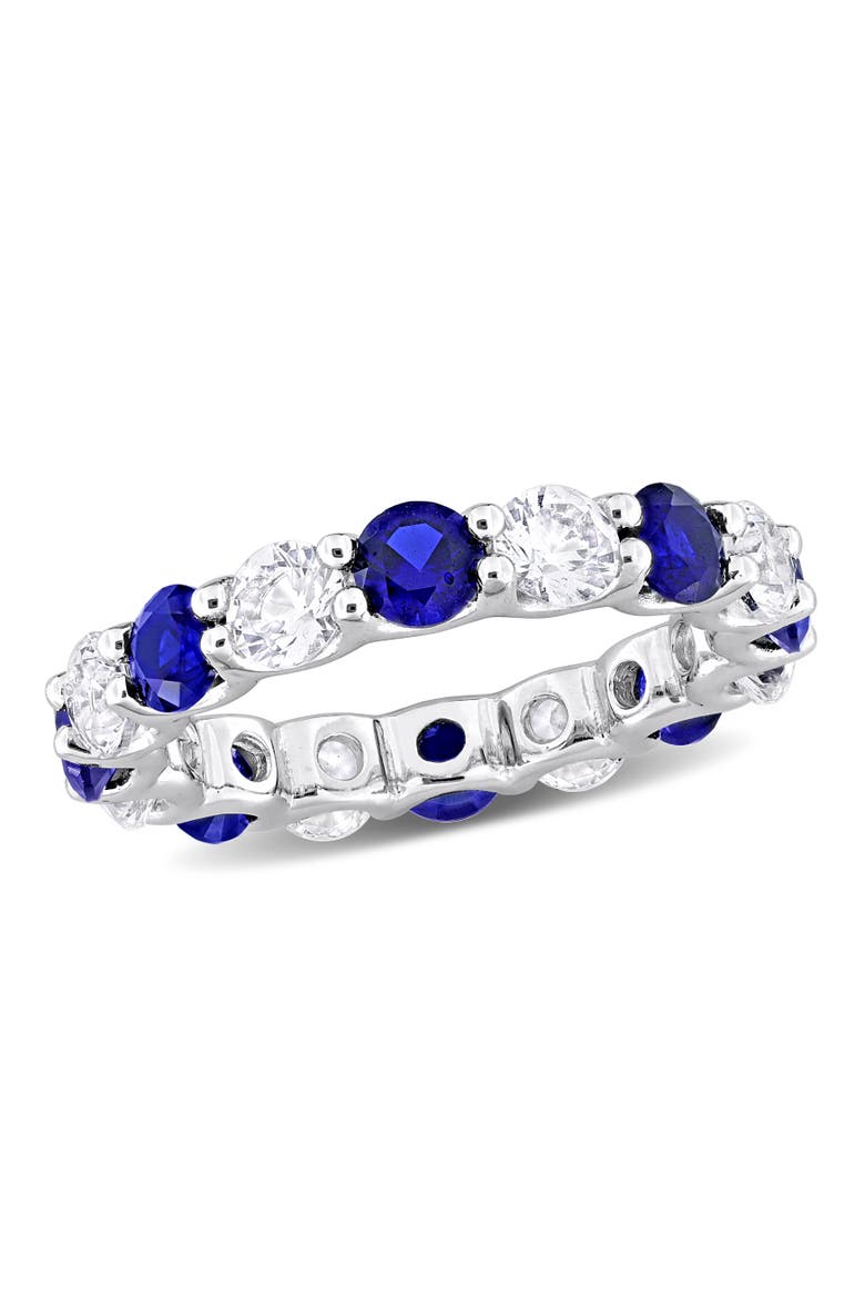 Lab-Created Gemstone Eternity Band Ring, Main, color, Sapphire