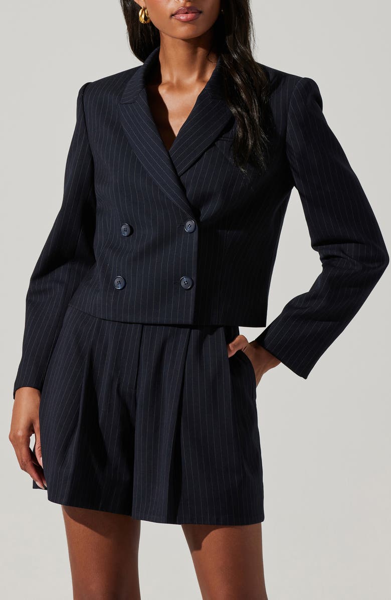 ASTR the Label Preston Pinstripe Blazer, Main, color, Midnight Blue Stripe