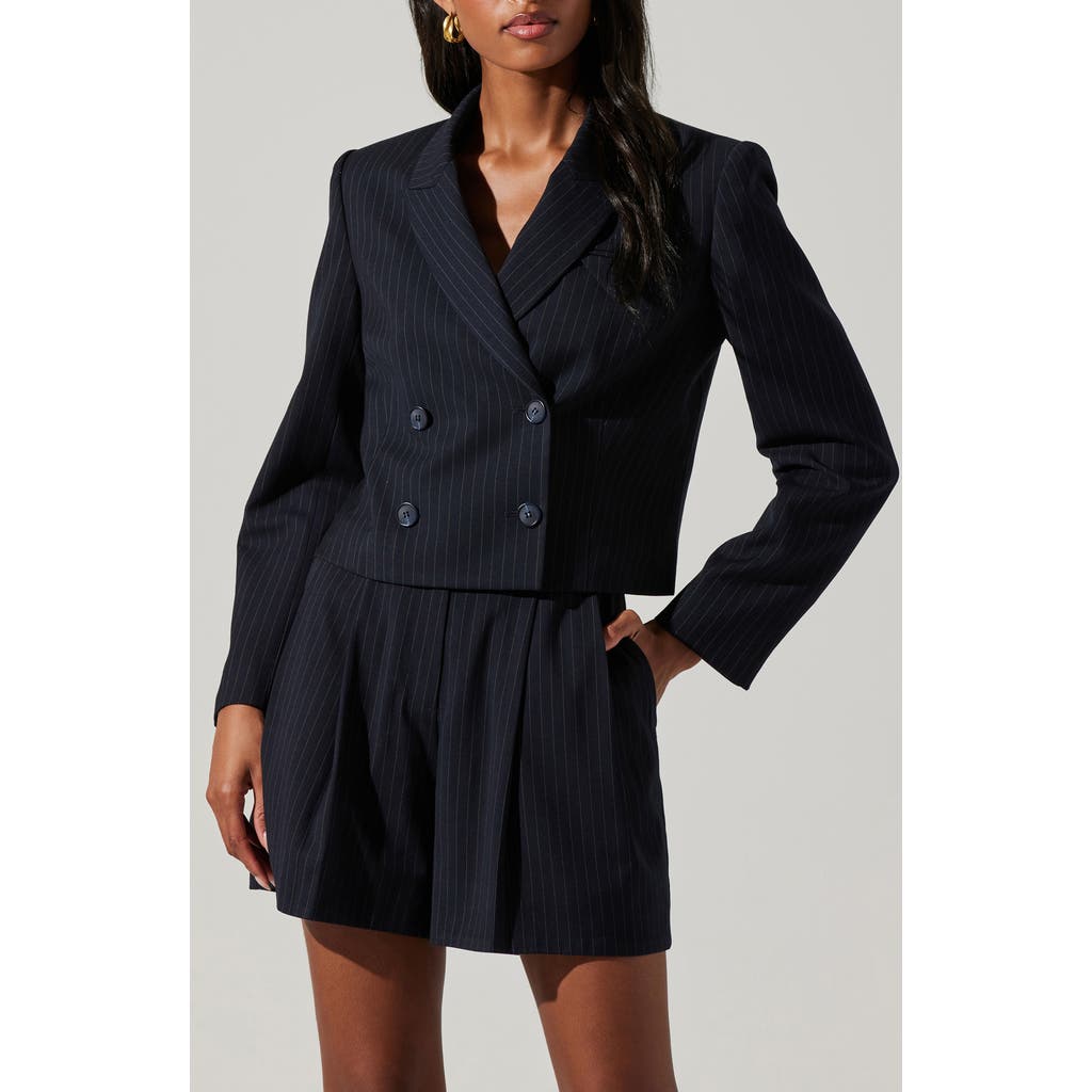 Astr The Label Preston Pinstripe Blazer In Black