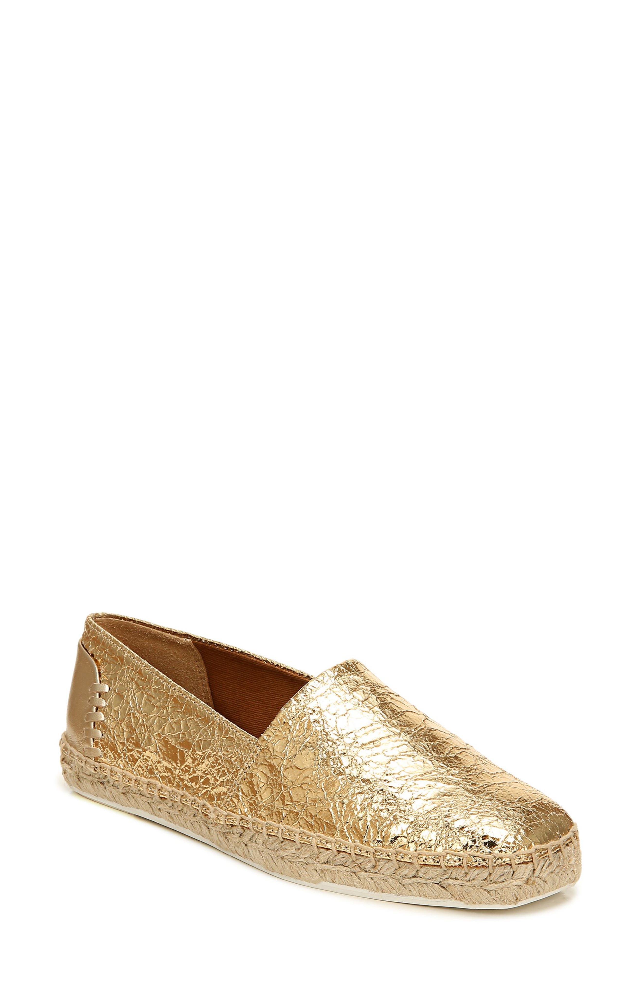 Kenna Espadrille Flat, Main, color, GOLD FAUX LEATHER