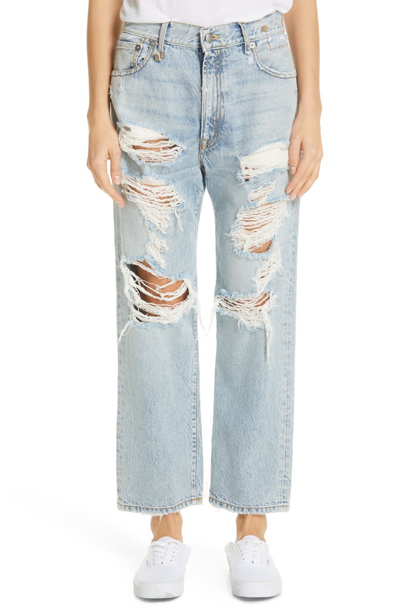 R13 Ripped Boyfriend Jeans, Main, color,