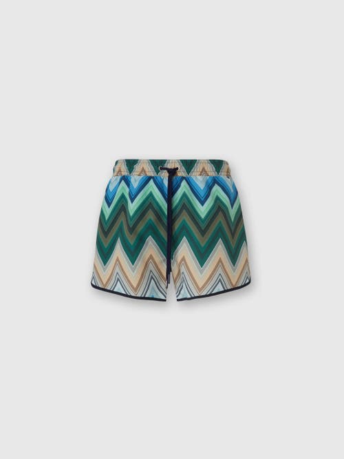 Missoni Swim Shorts With Macro Zigzag Print In Green