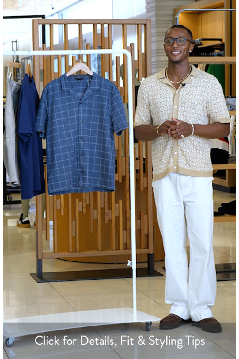 Windowpane Check Cotton Blend Camp Shirt video