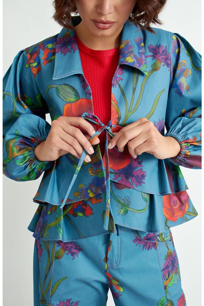 Lulu Jacket, Alternate, color, Pastel blue floral vine