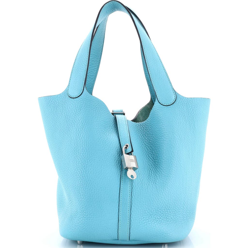 Pre-owned Hermes Hermes Picotin Lock Bag Clemence Mm In Blue
