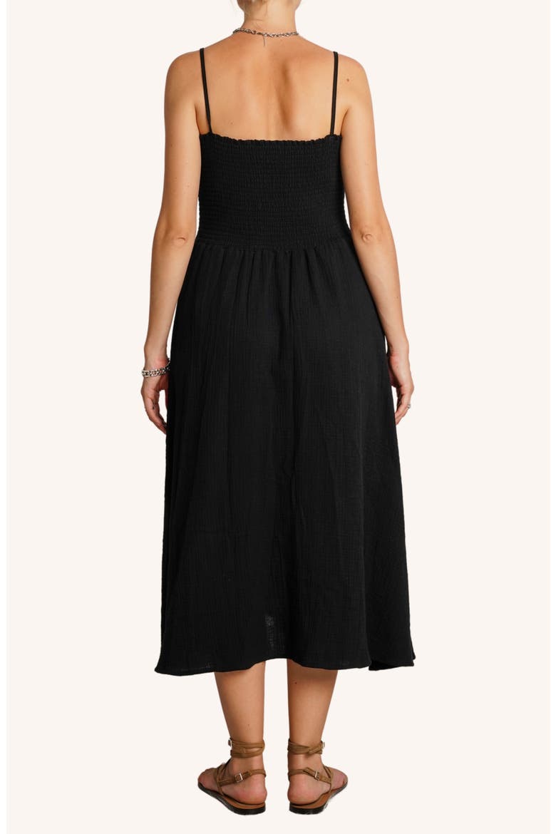 The Easy Smocked Maternity Midi Dress, Alternate, color, BLACK