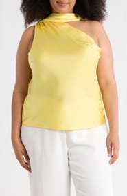 Renee C Scarf Detail One Shoulder Top