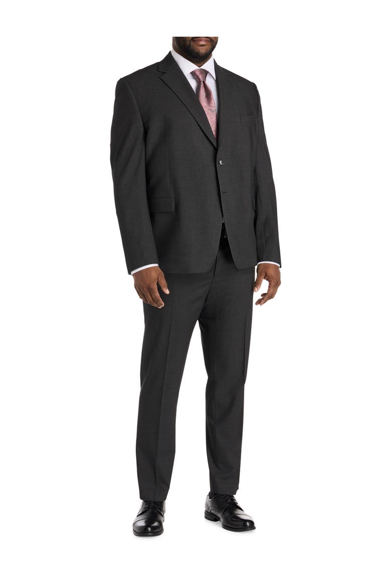 Big & Tall Birdseye Suit Jacket, Alternate, color, CHARCOAL