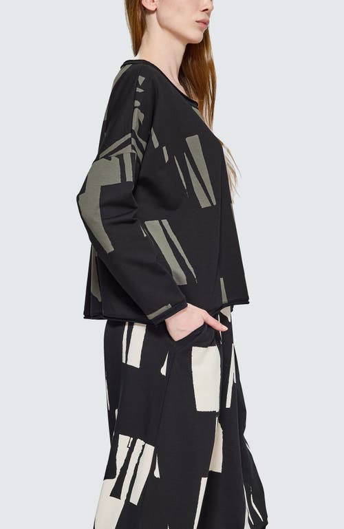 Luukaa Nerina Cropped Graphic Blouse In Black