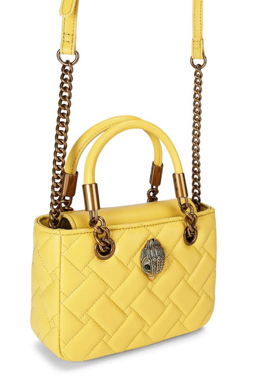 Kurt Geiger London Mini Square Kensington Quilted Leather Top Handle Bag In Yellow