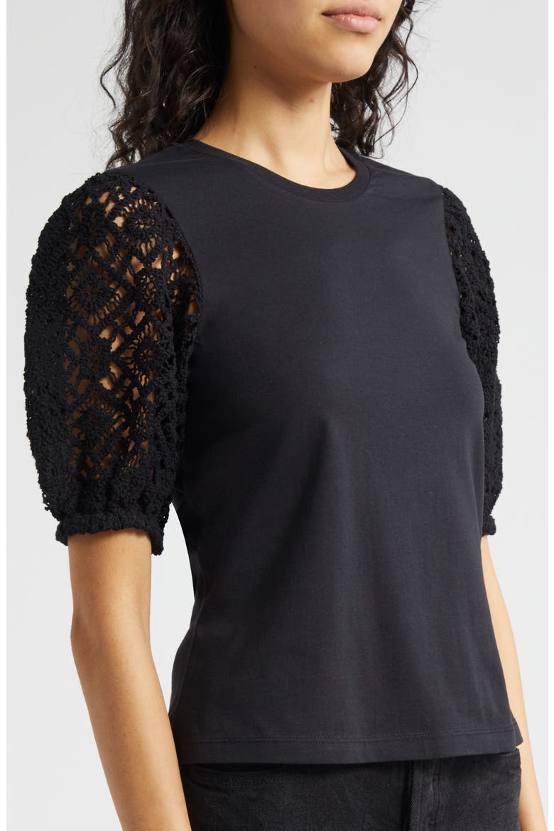 Corianna Lace Sleeve Top, Alternate, color, BLACK