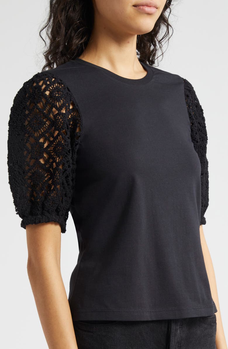 Cinq à Sept Corianna Lace Sleeve Top, Alternate, color, Black