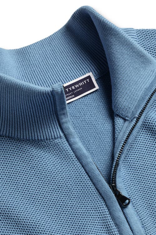 Charles Tyrwhitt Cotton Zip Neck Sweater In Blue