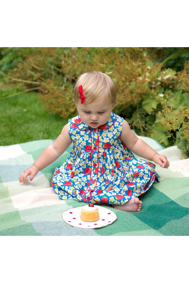 Strawberry Button-Front Dress and Bloomers, Alternate, color, Blue