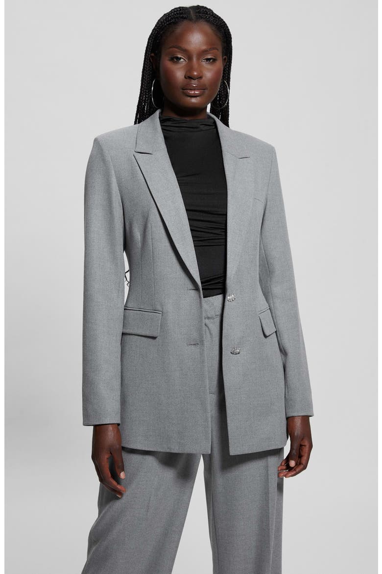 Doris Rhinestone Button Blazer, Alternate, color, CLOUDY GREY HEATHER