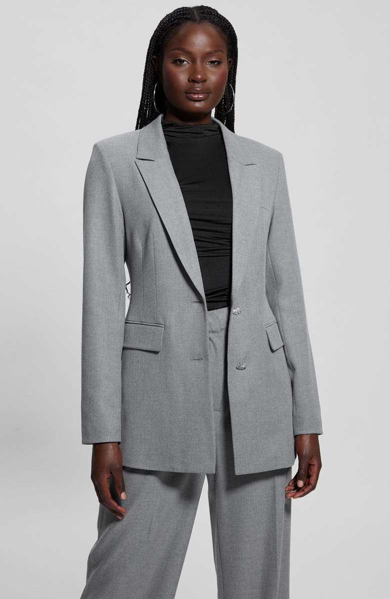 GUESS Doris Rhinestone Button Blazer, Alternate, color, 