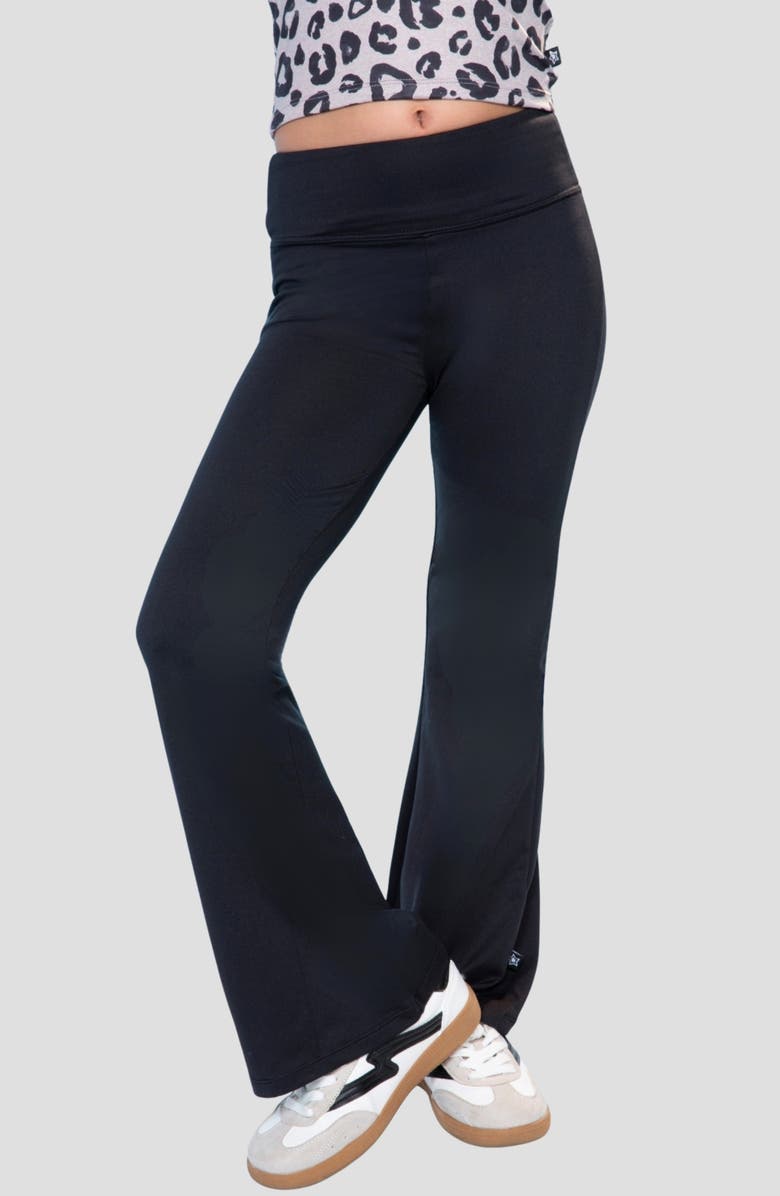 PixieLane Kids' Soft Luxe Flare Leggings, Alternate, color, Black