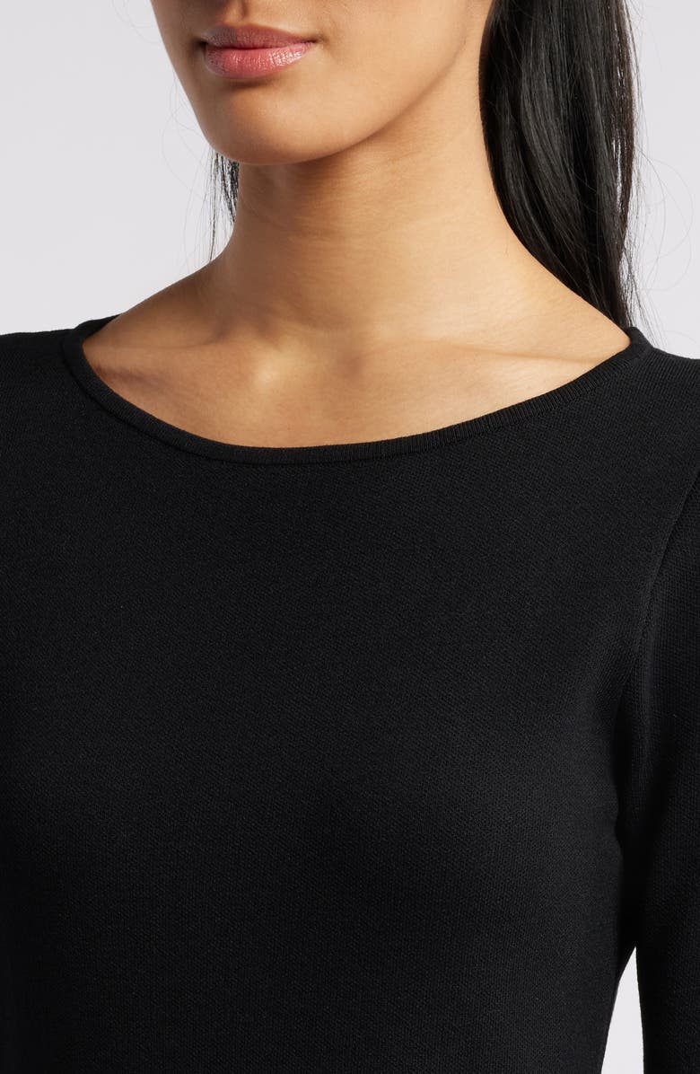 Anne Klein Fringe Long Sleeve Sweater Dress, Alternate, color, 