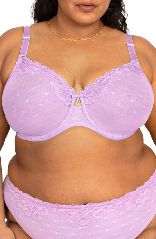 Shop Curvy Couture Sheer Whisper Full Coverage Unlined Underwire Bra In Stellar Orchid