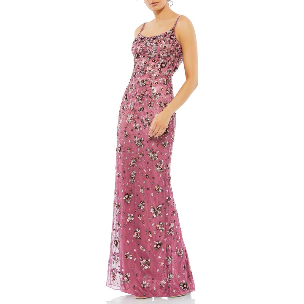 Mac Duggal Embellished Scoopneck Gown In Raspberry