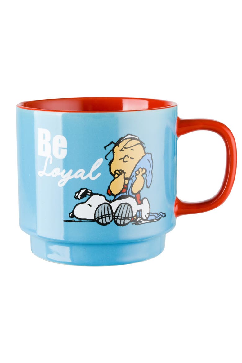 Snoopy Stackable Stoneware Mug Set with Rack, Alternate, color, Assorted Colors
