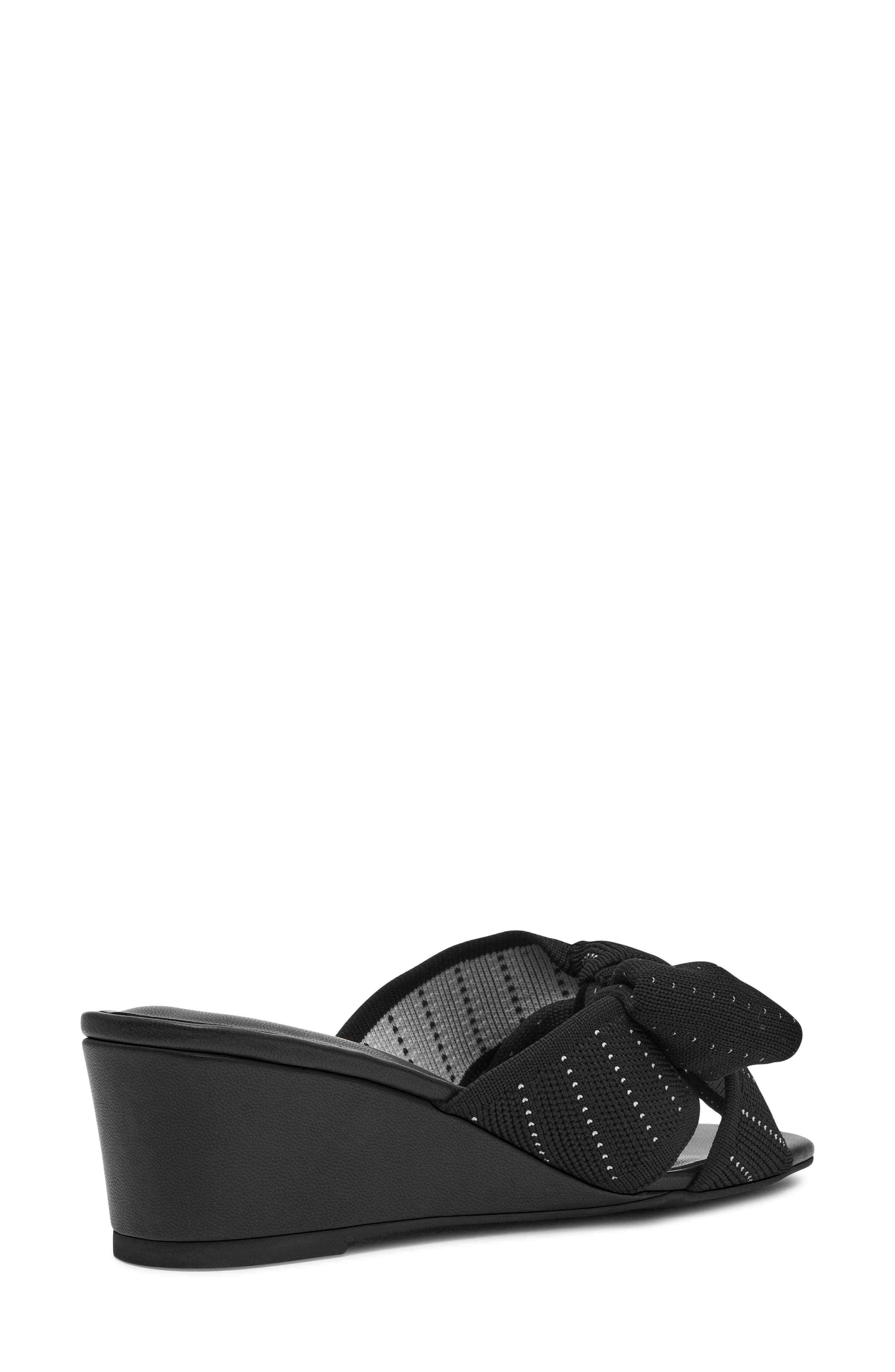 Anne Klein Dara Bow Wedge Slide Sandal, Alternate, color, Black Knit