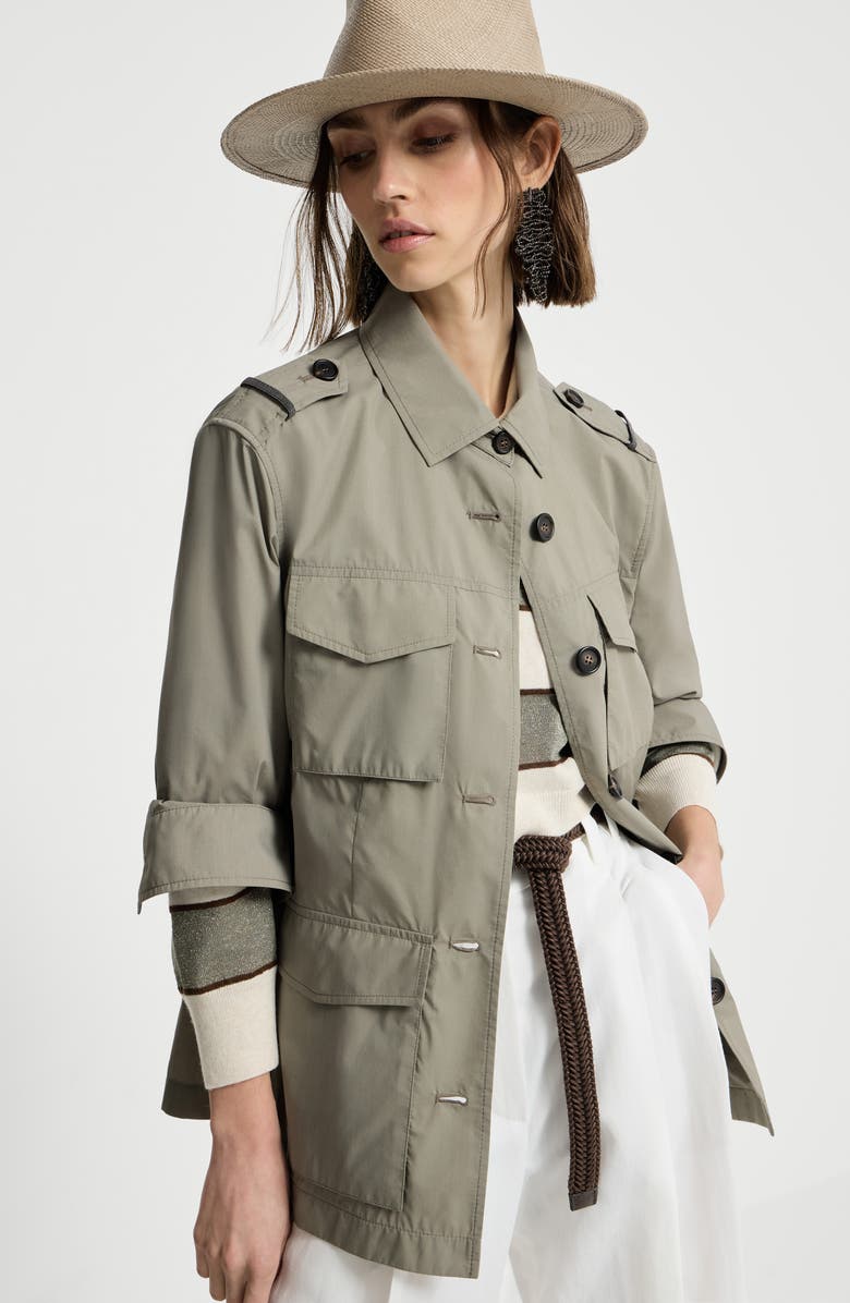 Brunello Cucinelli Outerwear with monili, Alternate, color, Khaki