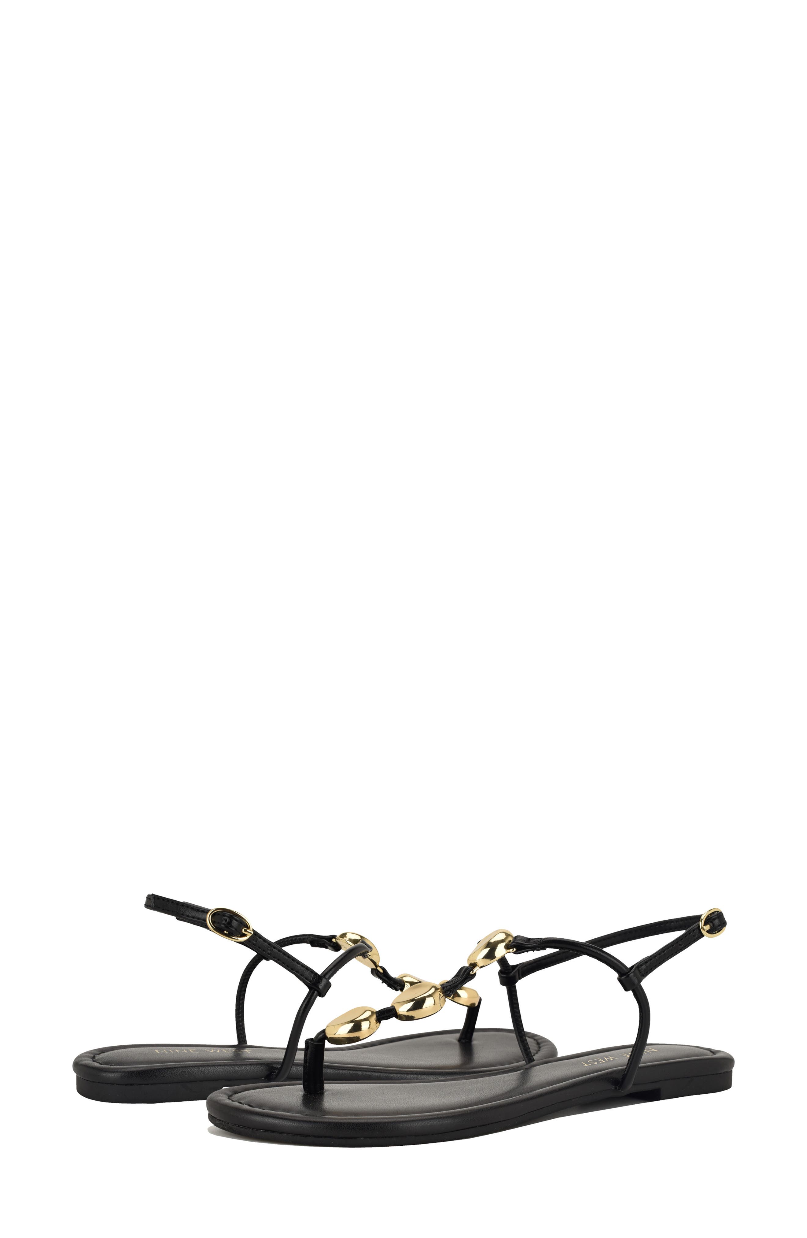 Nine West <p>Bello Slingback Thong Sandal (Women)</p>, Alternate, color, Black