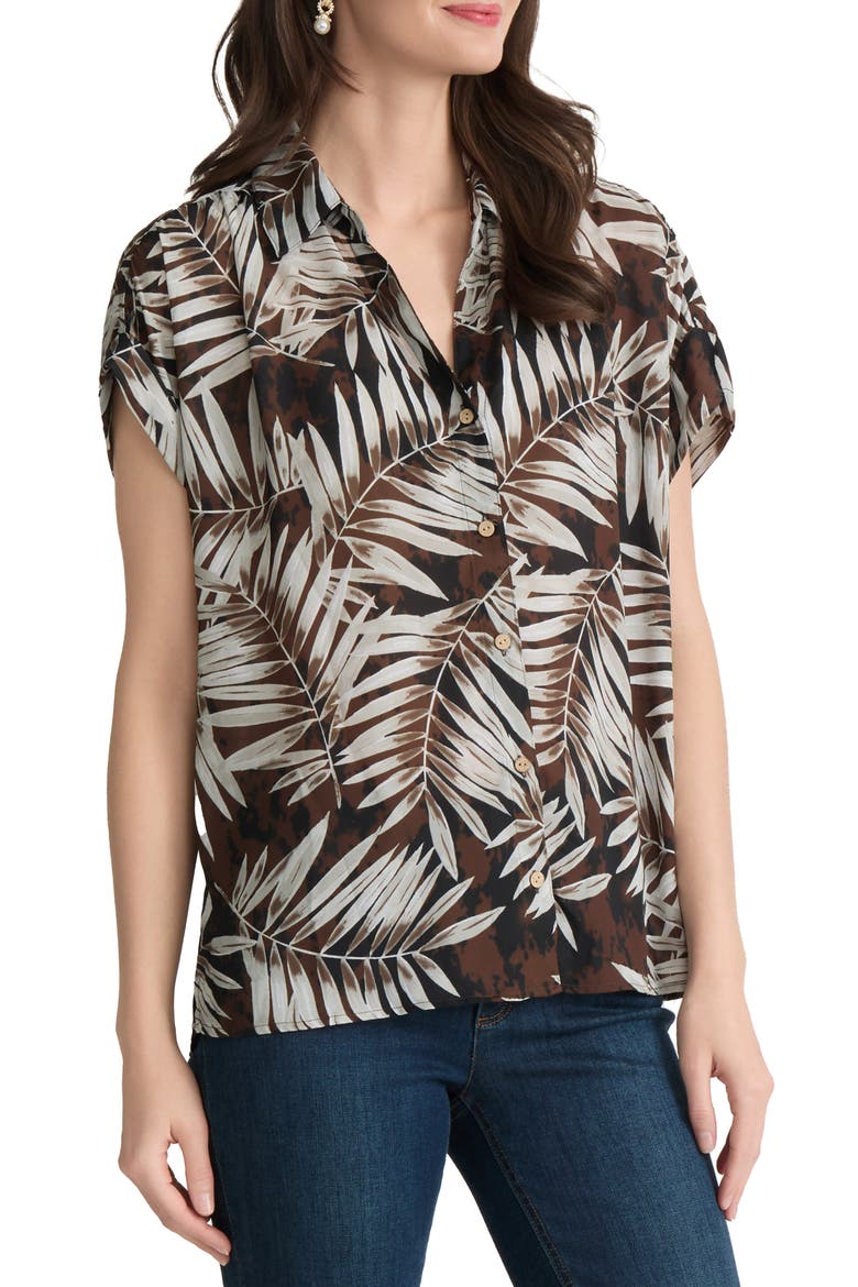 Print Short Sleeve Shirt, Alternate, color, FUDGE MULTI