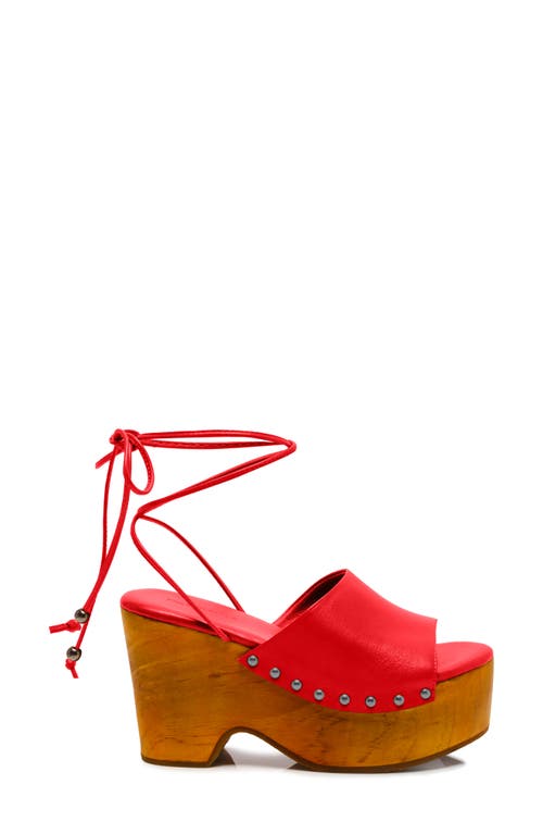 Free People Front Row Ankle Wrap Platform Sandal In Salsa Leather