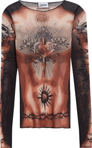 Jean Paul Gaultier Re-Edition Tattoo Trompe l
Oeil Long Sleeve Mesh Top