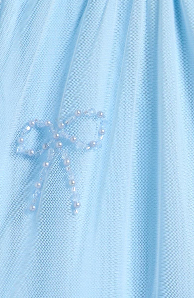 Ava & Yelly Kids' Bow Mesh Babydoll Party Dress, Alternate, color, Dusty Blue