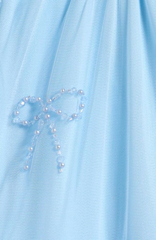 Ava & Yelly Kids' Bow Mesh Babydoll Party Dress In Blue