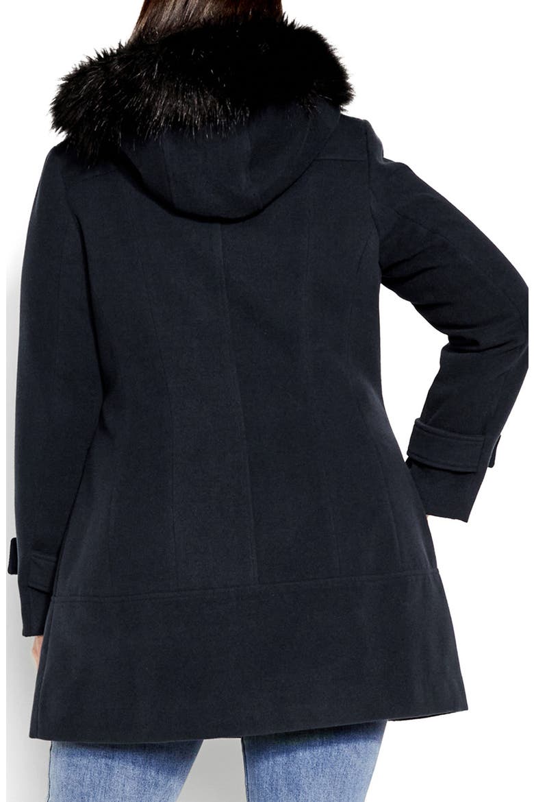 Wonderwall Coat with Faux Fur Collar, Alternate, color, NAVY