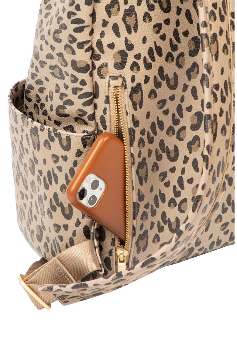 Classic City Pack Faux Leather Diaper Bag, Alternate, color, LEOPARD