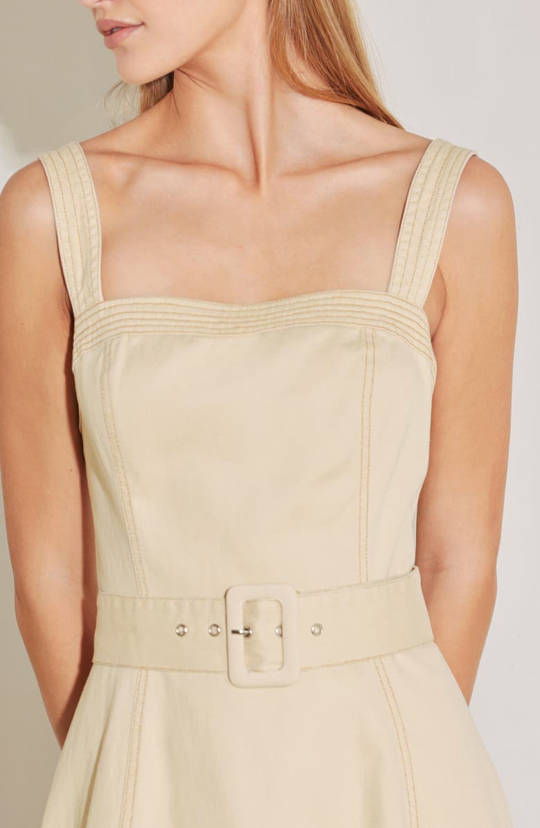 FREEMARKET Belted A-Line Midi Dress, Alternate, color, Neutral