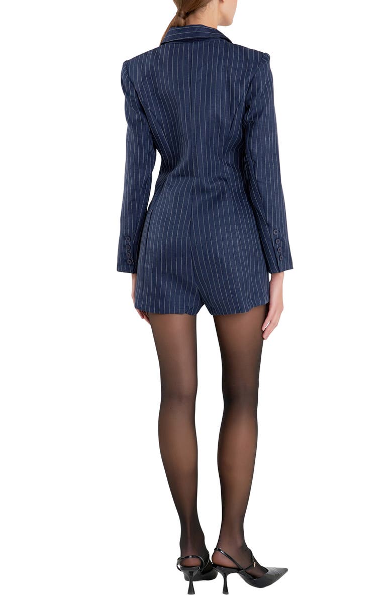 English Factory Pinstripe Long Sleeve Blazer Romper, Alternate, color,