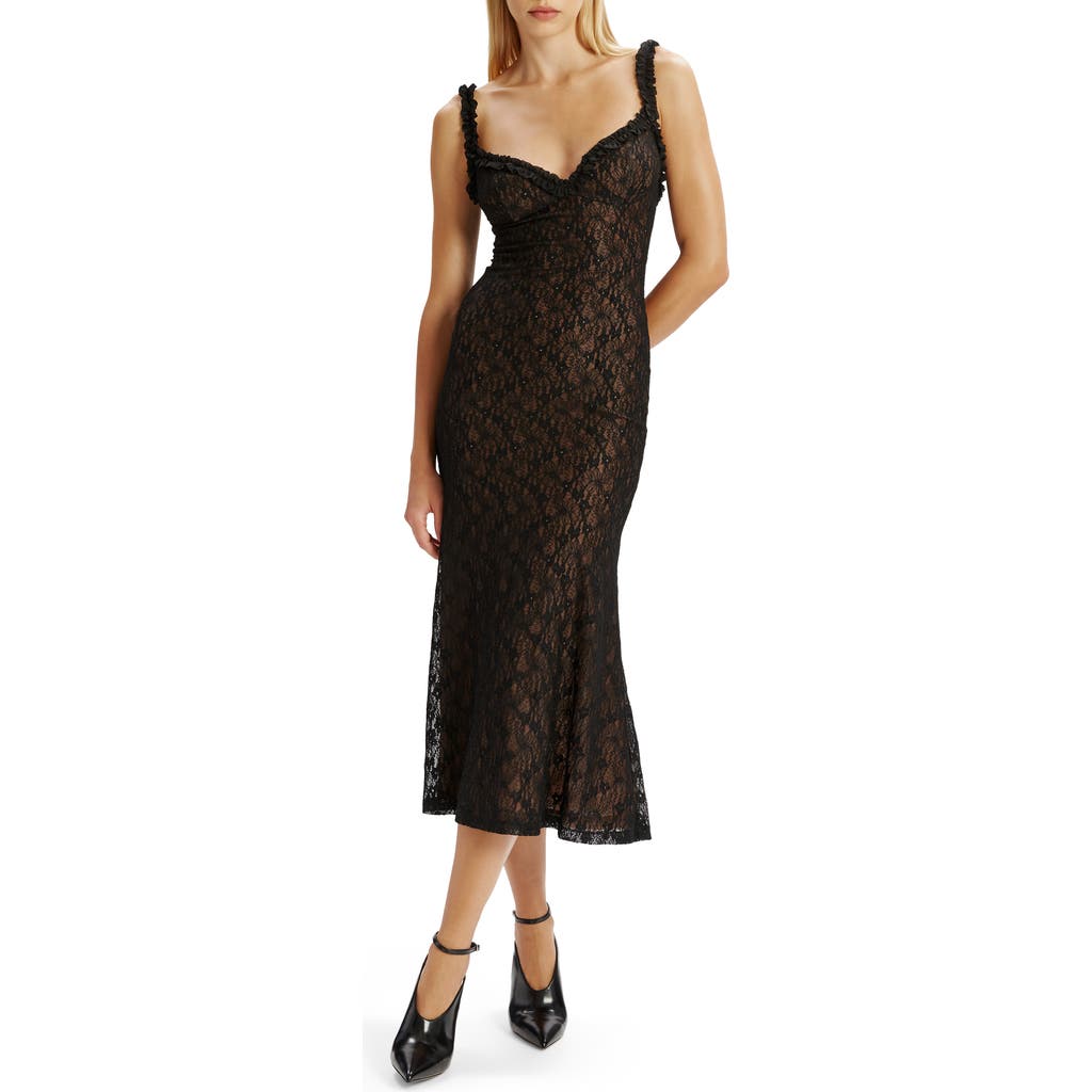 Bardot Alegra Stretch Lace Dress In Brown