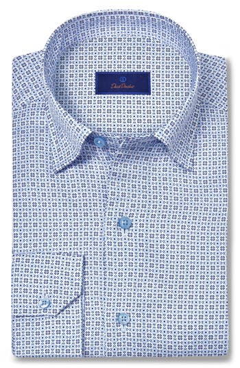 David Donahue Geometric Print Cotton Sport Shirt In Multi
