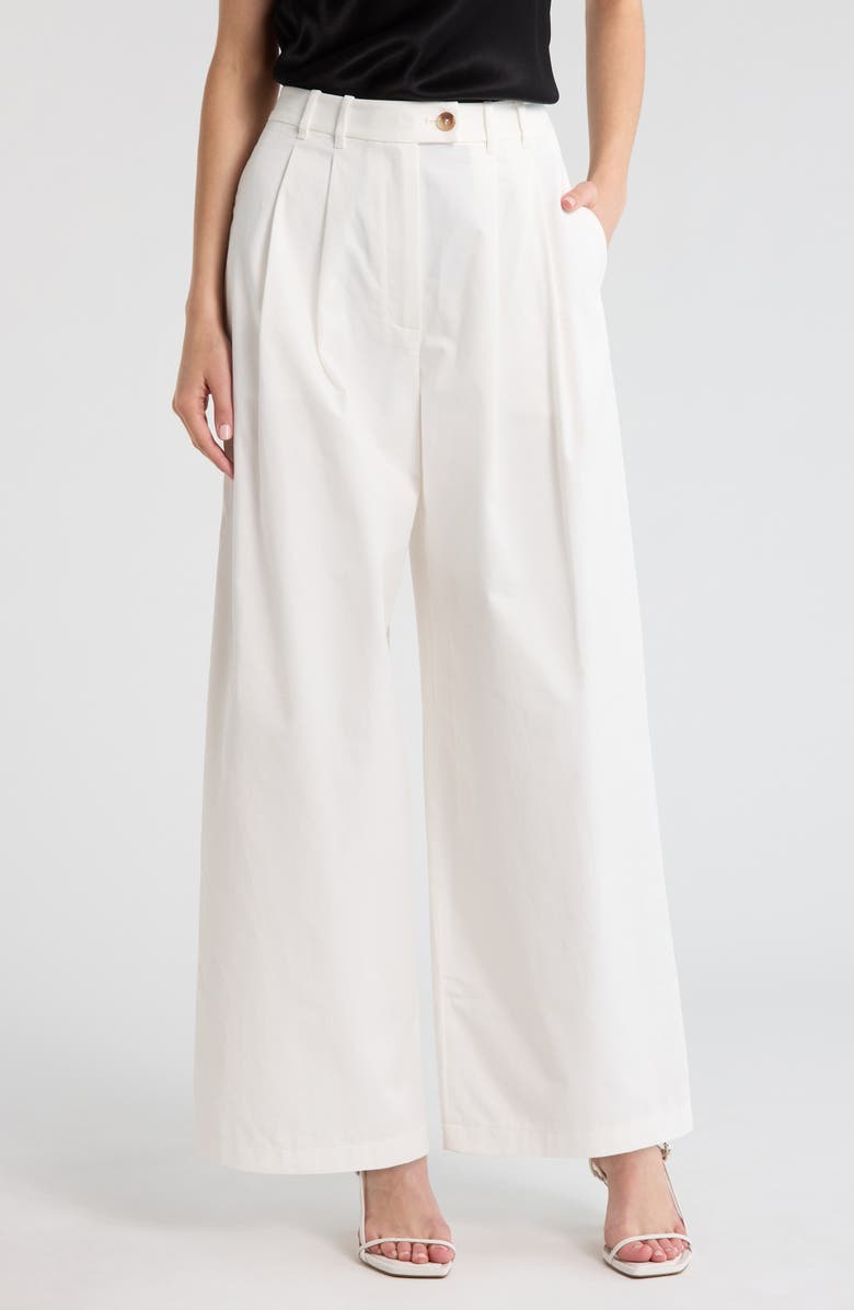 DÔEN Lisa Wide Leg Cotton Pants, Main, color, Salt