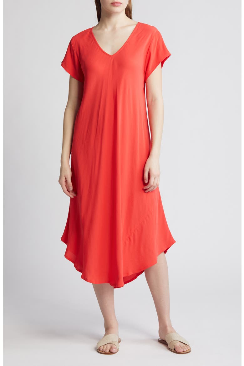 Nebili V-Neck Shift Dress, Main, color, HIBISCUS