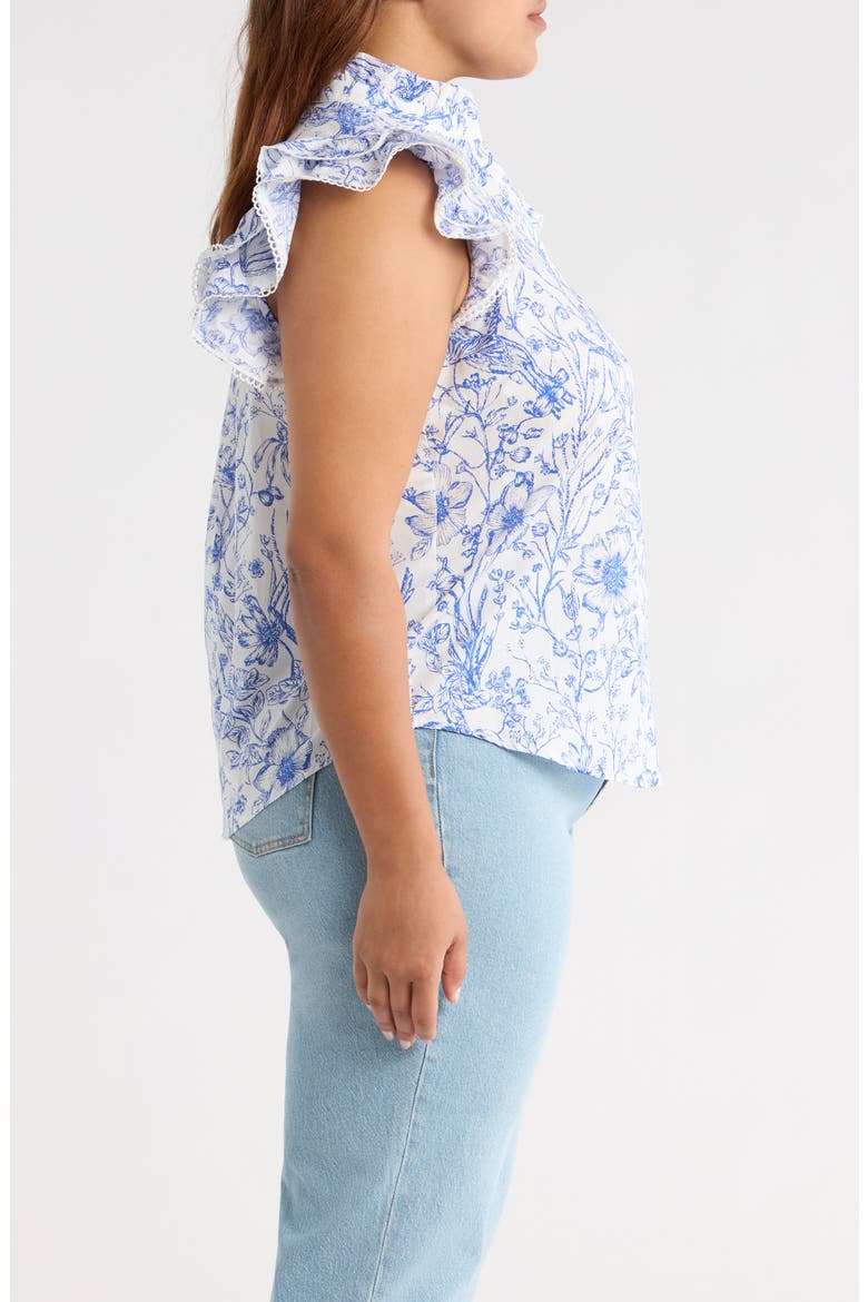 Eve Dacey Ruffle Top, Alternate, color, BLUE/ WHITE