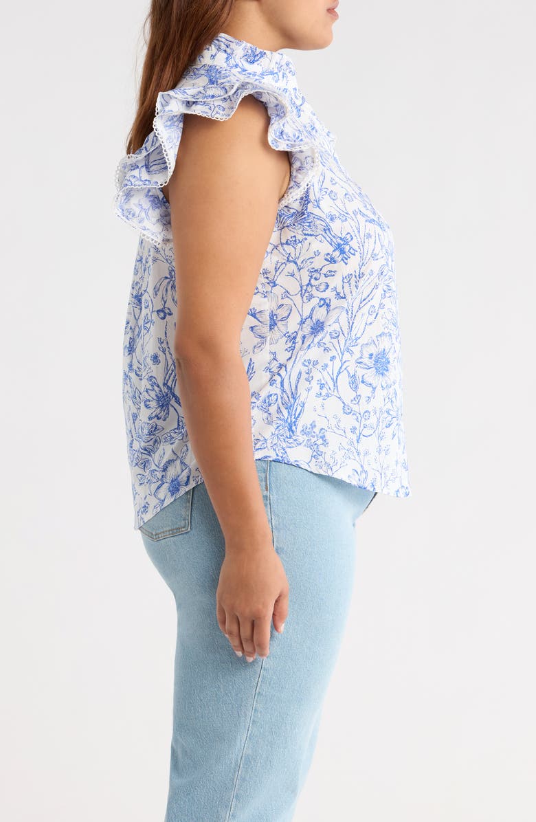 SUGARLIPS Eve Dacey Ruffle Top, Alternate, color, Blue/ White