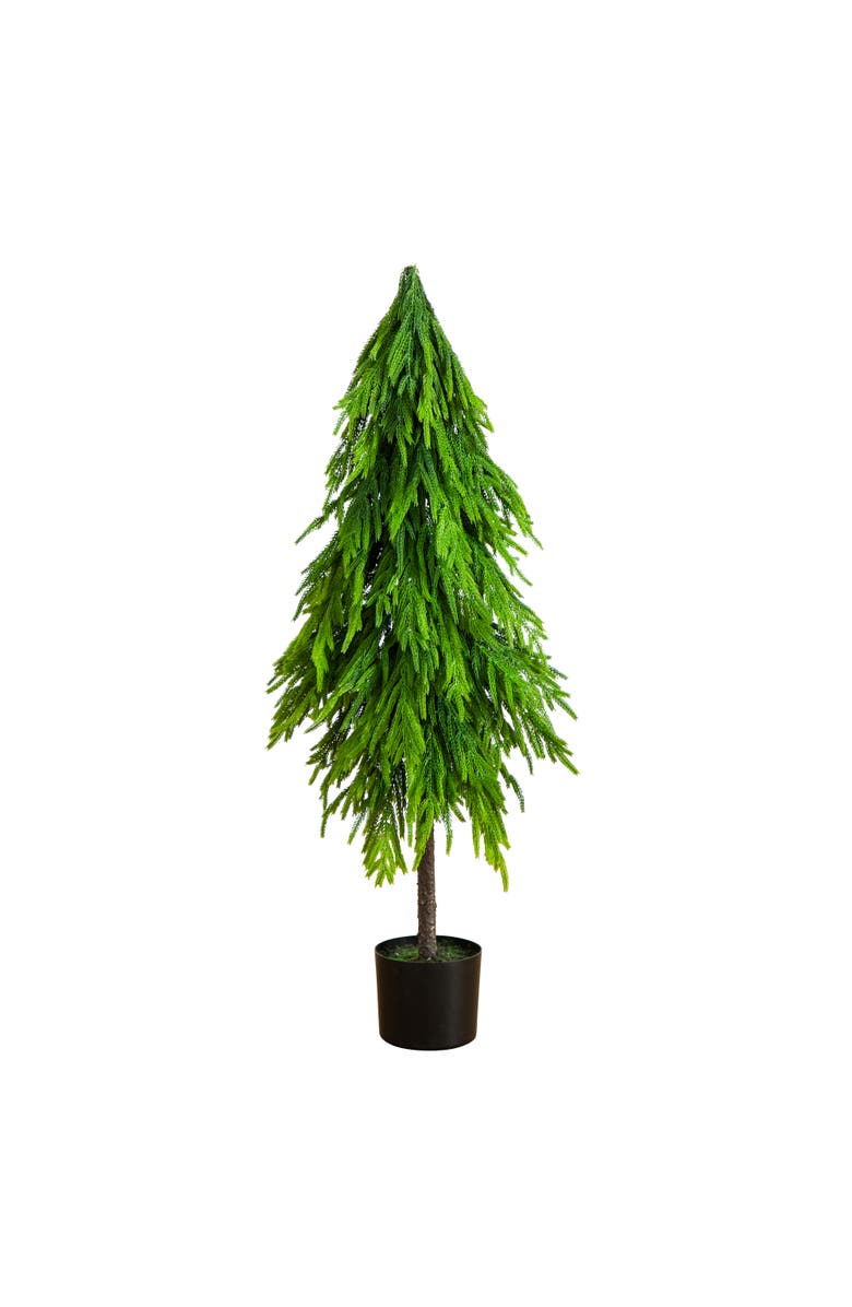 NEARLY NATURAL 4-ft Artificial Real Touch Down Swept Norfolk Pine Tree with Natural Look, Main, color, Green